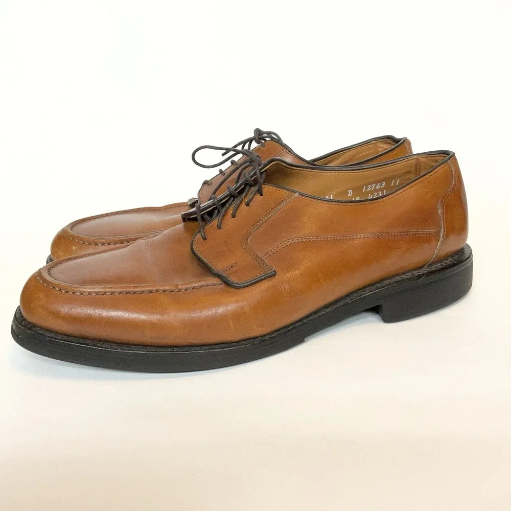 Allen Edmonds USA 1168 Brown Leather Lace Up‎ Derby Oxford Shoe Men's 11 D EUC